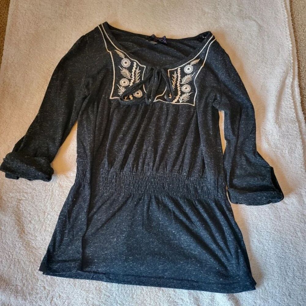 Mine Women's Embroidered Peasant Tunic Top Size M